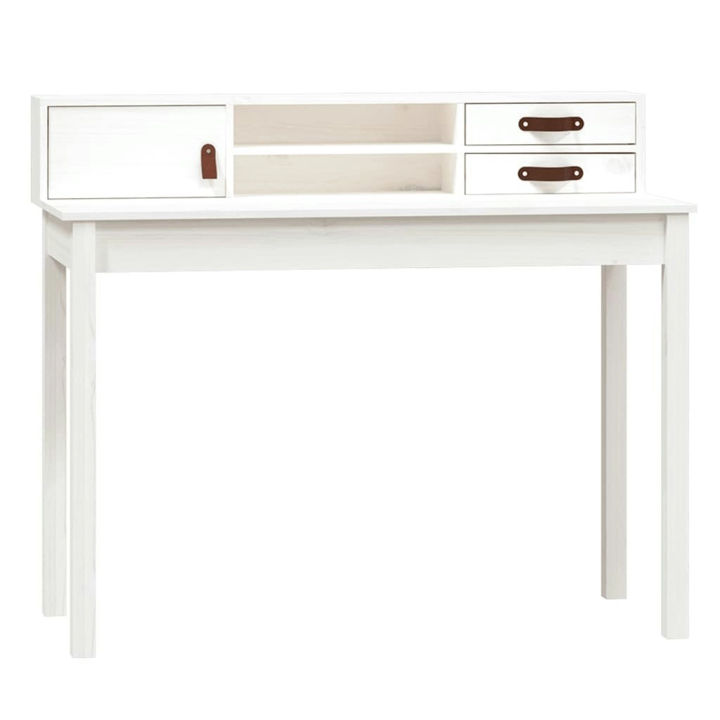 Desk White 110x50x93 cm Solid Wood Pine 823530