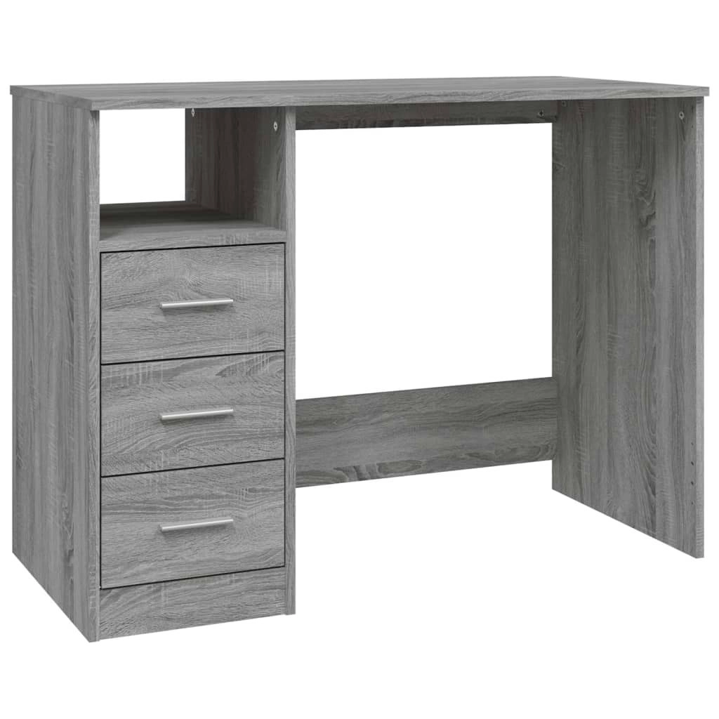 Desk with Drawers Grey Sonoma 102x50x76 cm Engineered Wood 823038