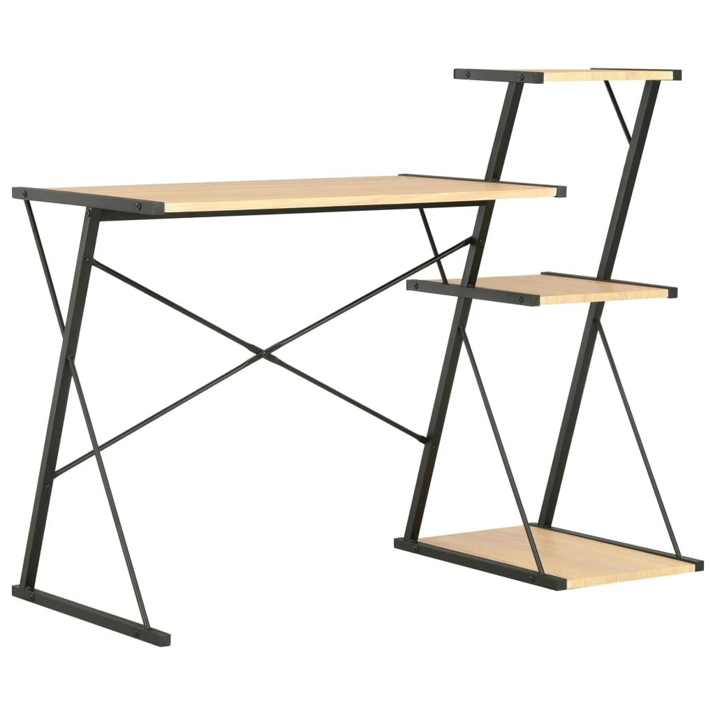 Desk with Shelf Black and Oak 116x50x93 cm 20289