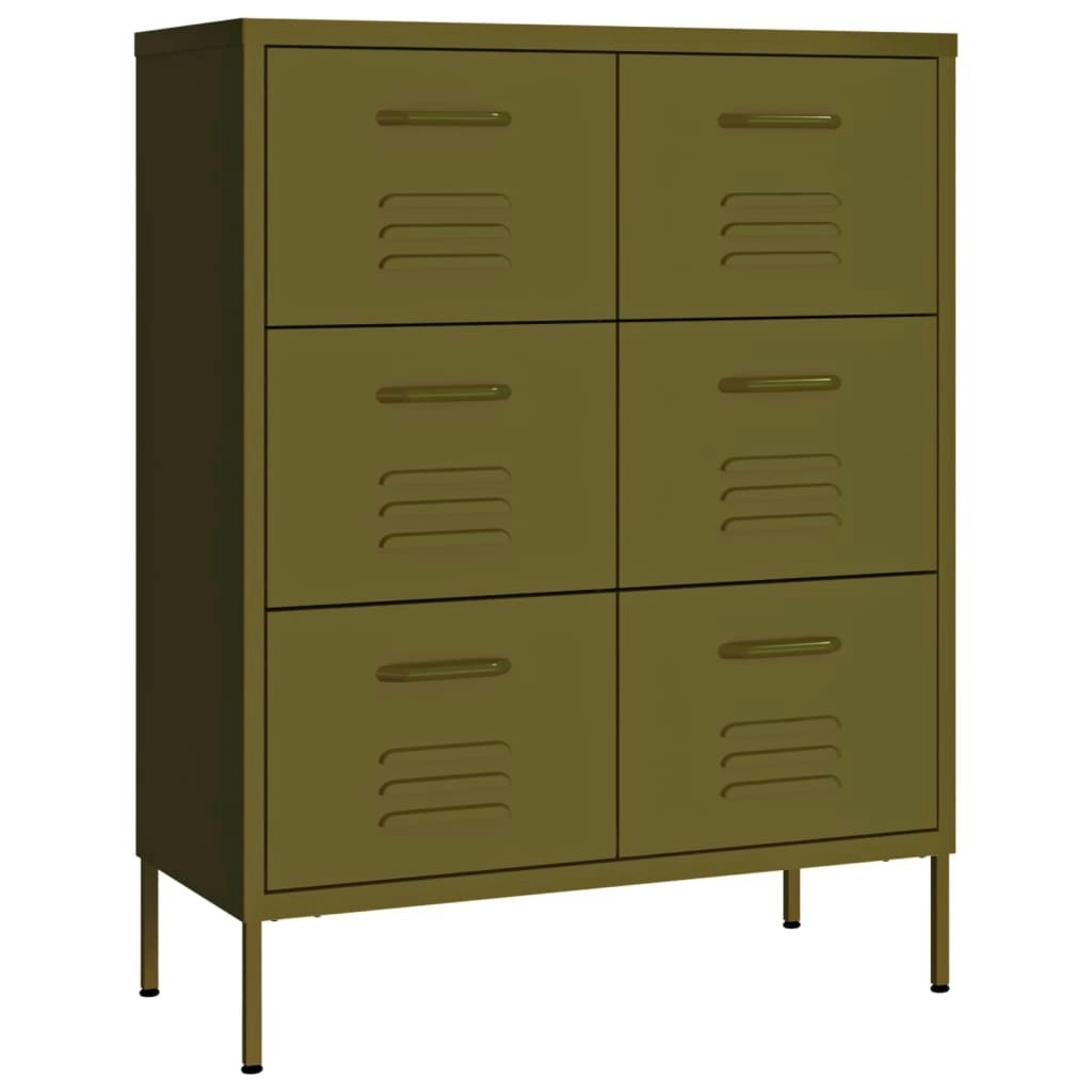 Drawer Cabinet Olive Green 80x35x101.5 cm Steel 336144