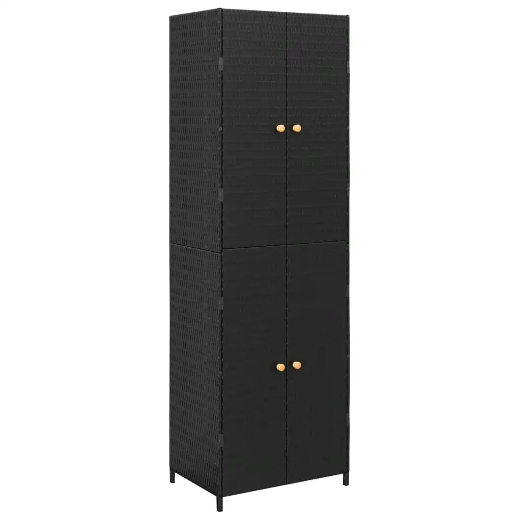 Garden Storage Cabinet Black 59x40x180 cm Poly Rattan 319872