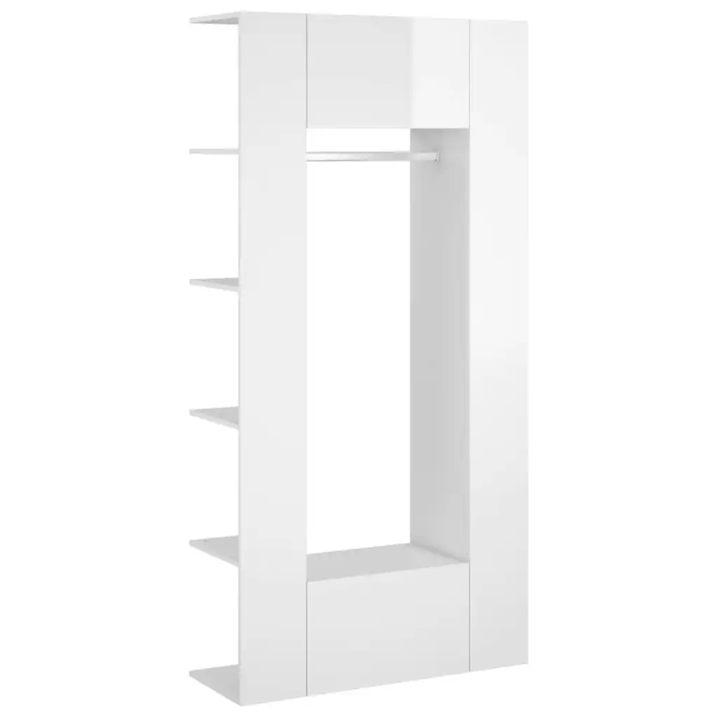 Hallway Cabinets 2 pcs High Gloss White Engineered Wood 3082041