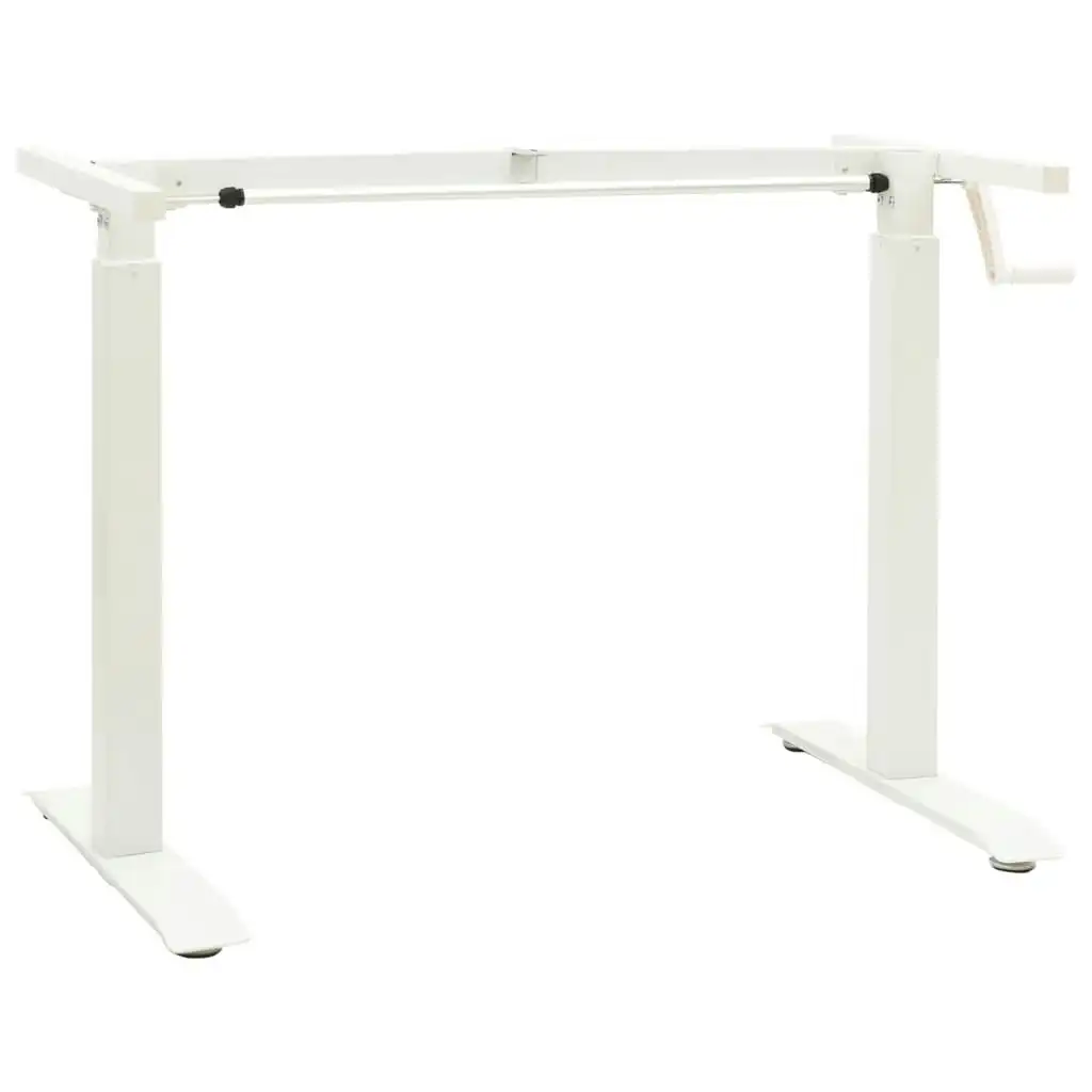 Manual Height Adjustable Standing Desk Frame Hand Crank White 321718