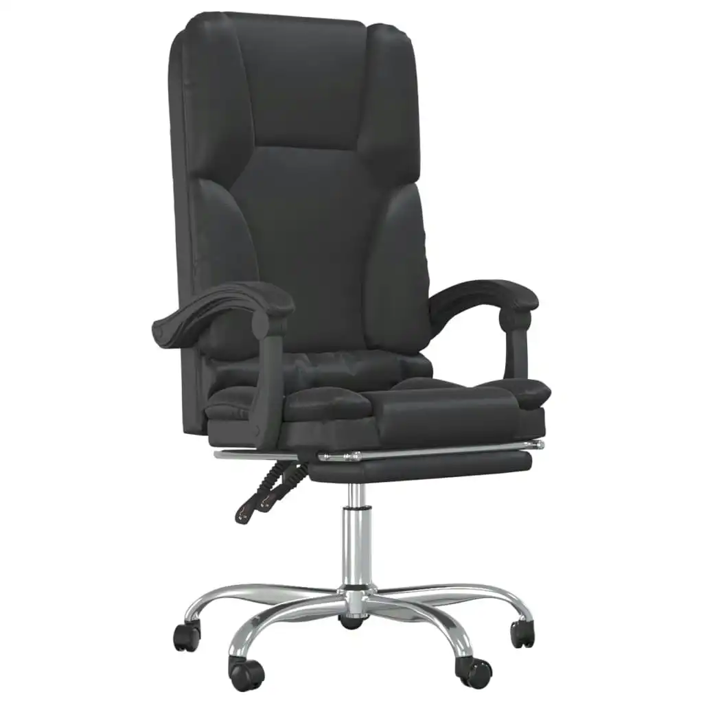 Massage Reclining Office Chair Black Faux Leather 349677