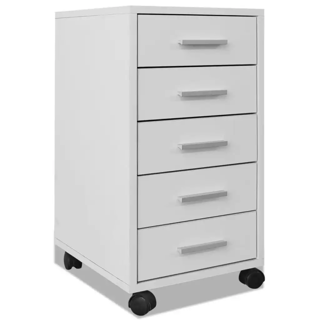 Office Drawer Unit with Castors 5 Drawers White 243064