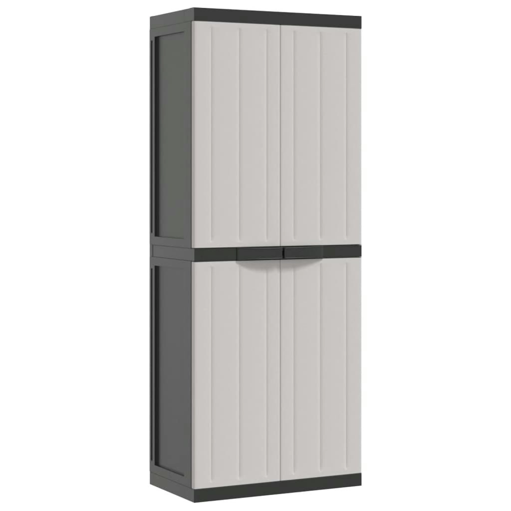 Outdoor Storage Cabinet Grey and Black 65x37x165 cm PP 364201