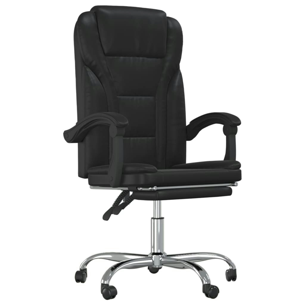 Reclining Office Chair Black Faux Leather 349697