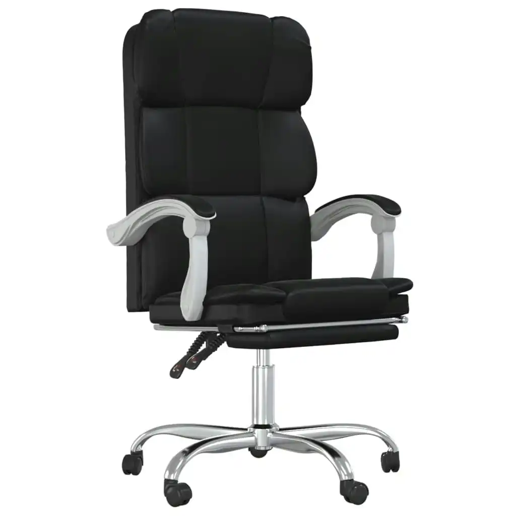 Reclining Office Chair Black Faux Leather 349629