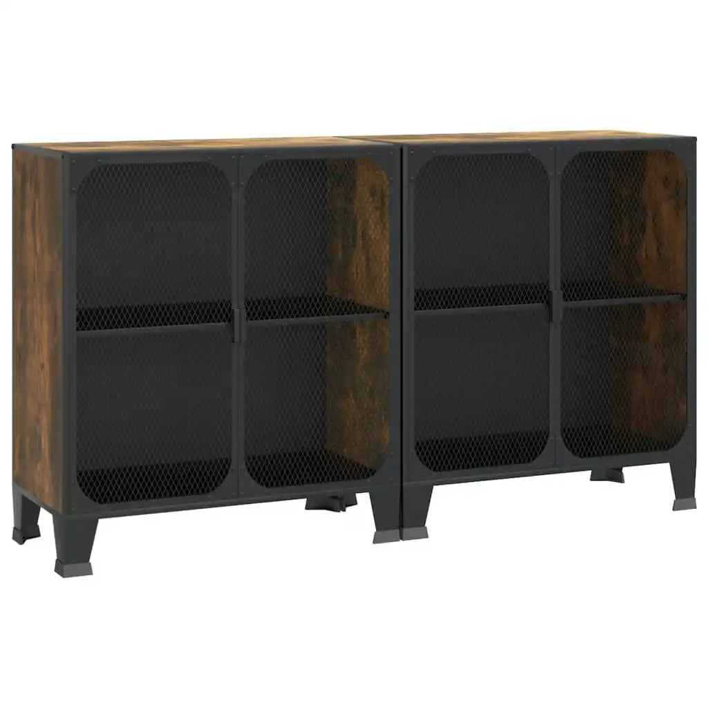 Storage Cabinets 2 pcs Rustic Brown 72x36x82 cm Metal and MDF 3095969