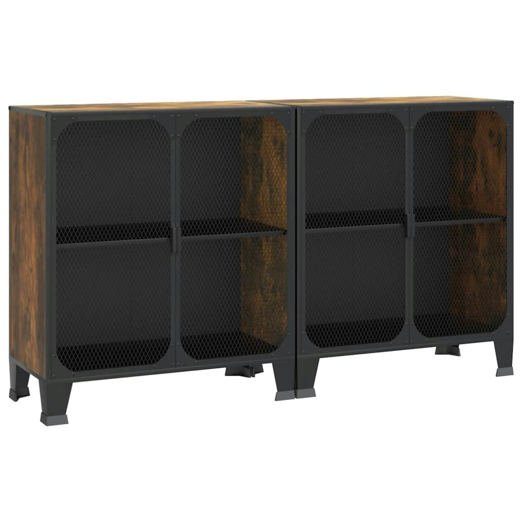 Storage Cabinets 2 pcs Rustic Brown 72x36x82 cm Metal and MDF 3095969