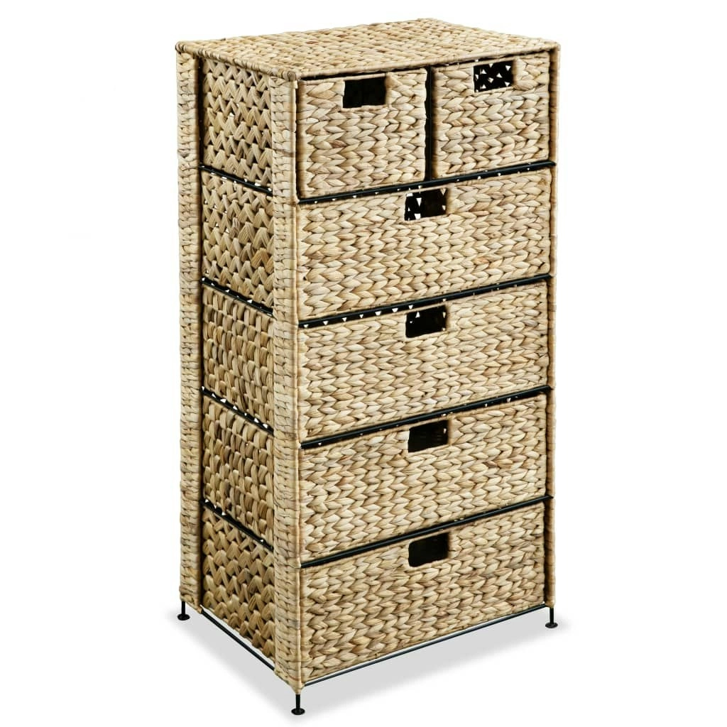 Storage Unit with 6 Baskets 47x37x100 cm Water Hyacinth 245493