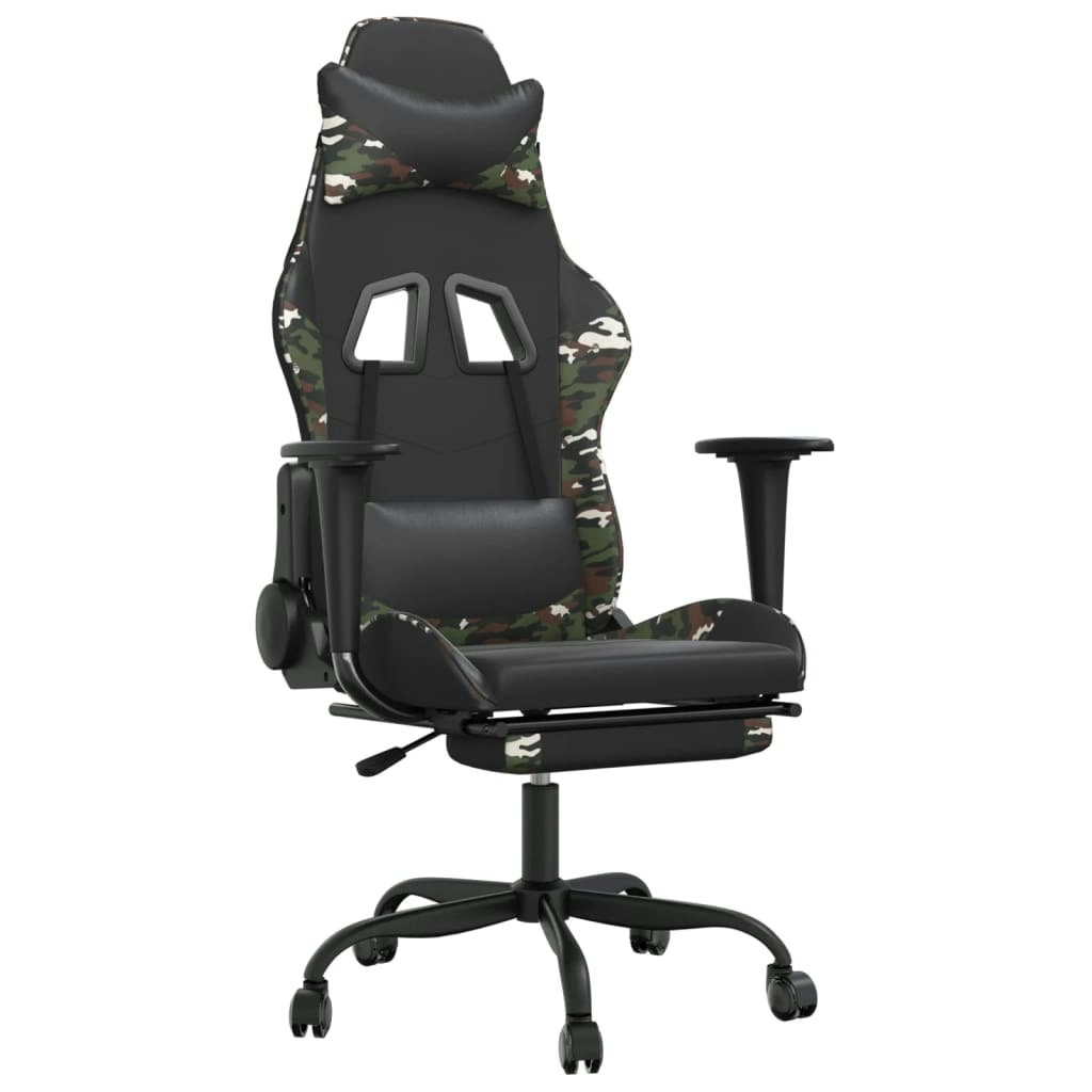 Gaming Chair with Footrest Black and Camouflage Faux Leather 3143664