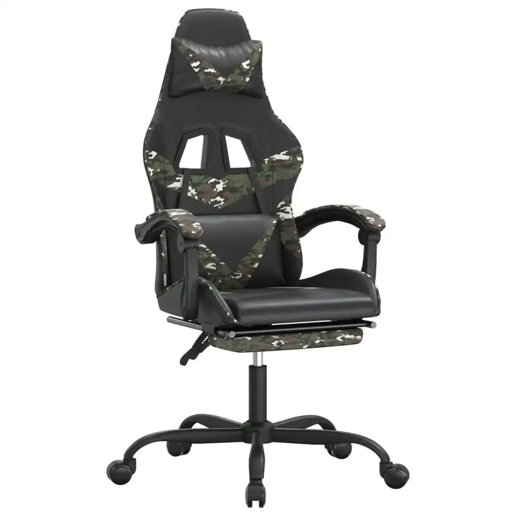 Gaming Chair with Footrest Black and Camouflage Faux Leather 3143865