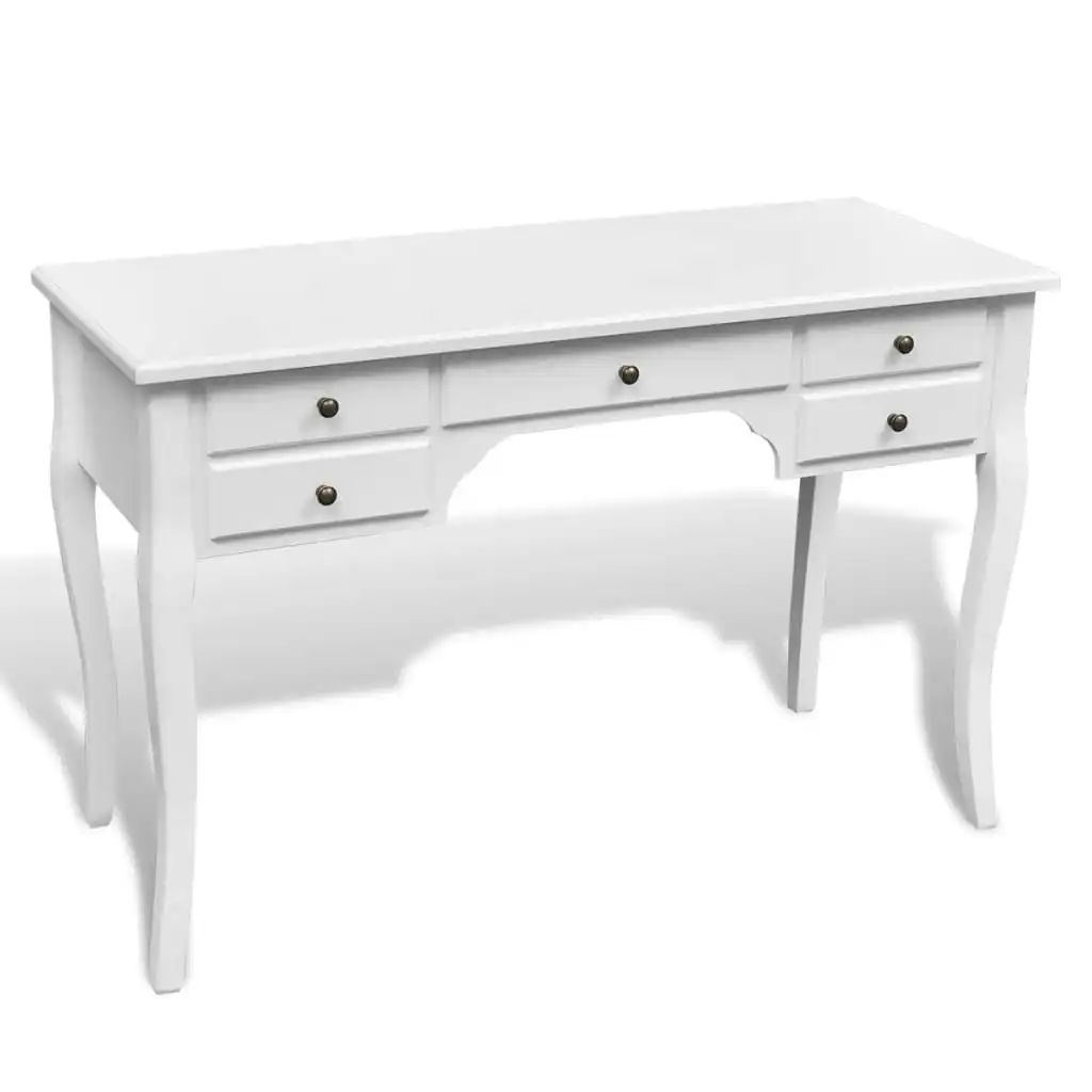 Wooden French Desk with Curved Legs and 5 Drawers 241734