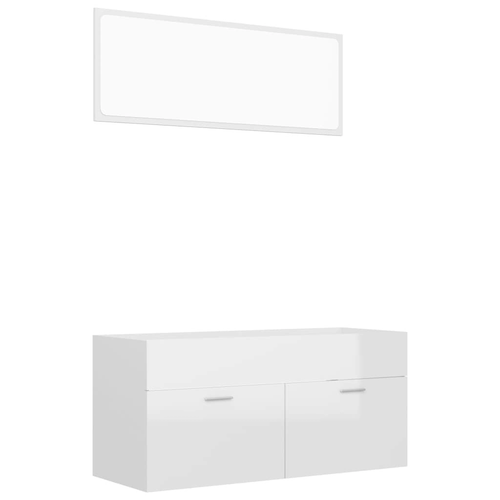 2 Piece Bathroom Furniture Set High Gloss White Engineered Wood 804815