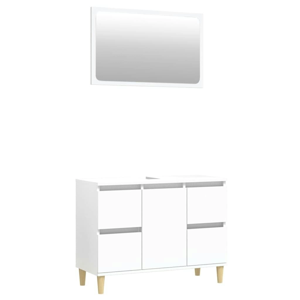 2 Piece Bathroom Furniture Set White Engineered Wood 3185699