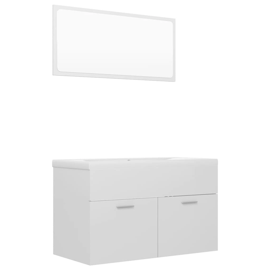 Bathroom Furniture Set High Gloss White Engineered Wood 3070880