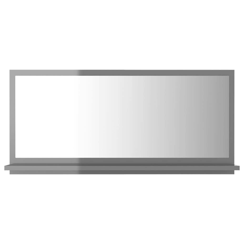 Bathroom Mirror High Gloss Grey 80x10.5x37 cm Engineered Wood 804579