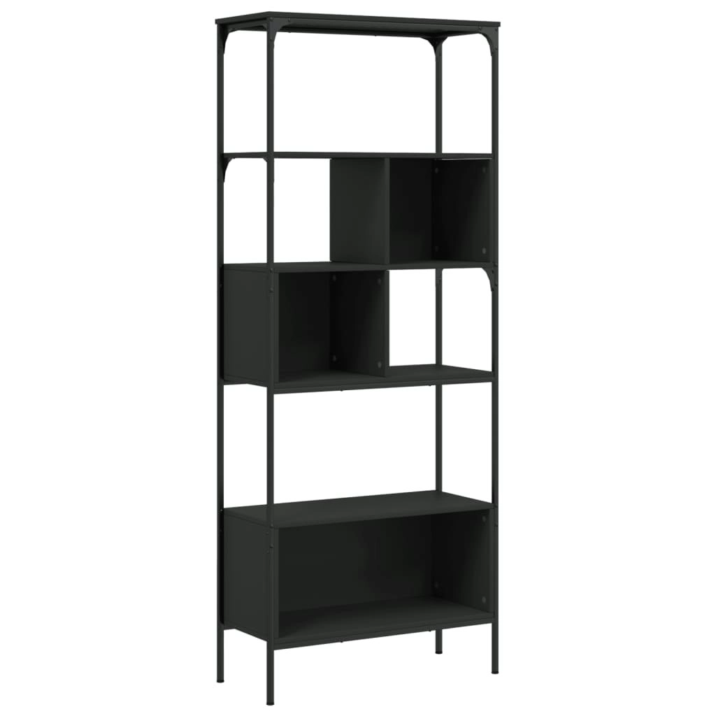 Bookcase 5-Tier Black 76x33x188.5 cm Engineered Wood 839003