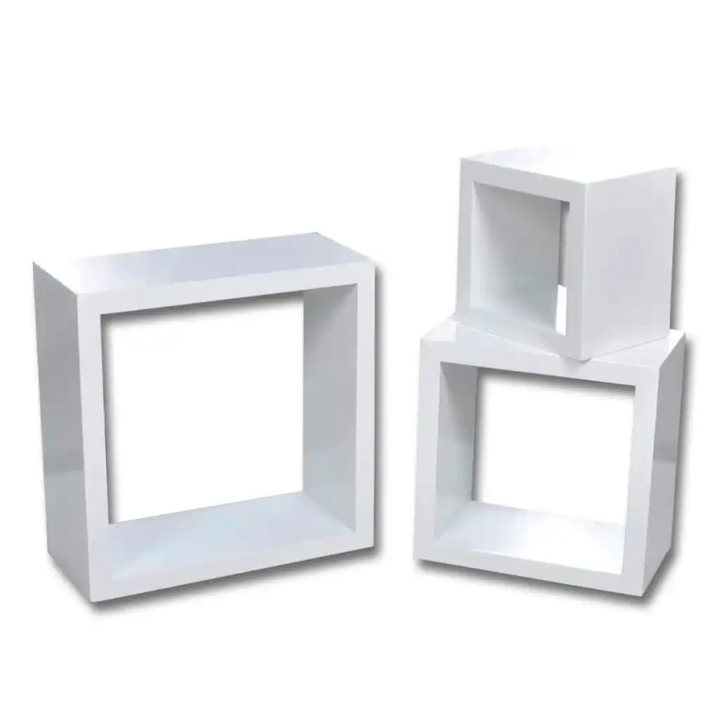 Cube shelf set of 3 white 240347