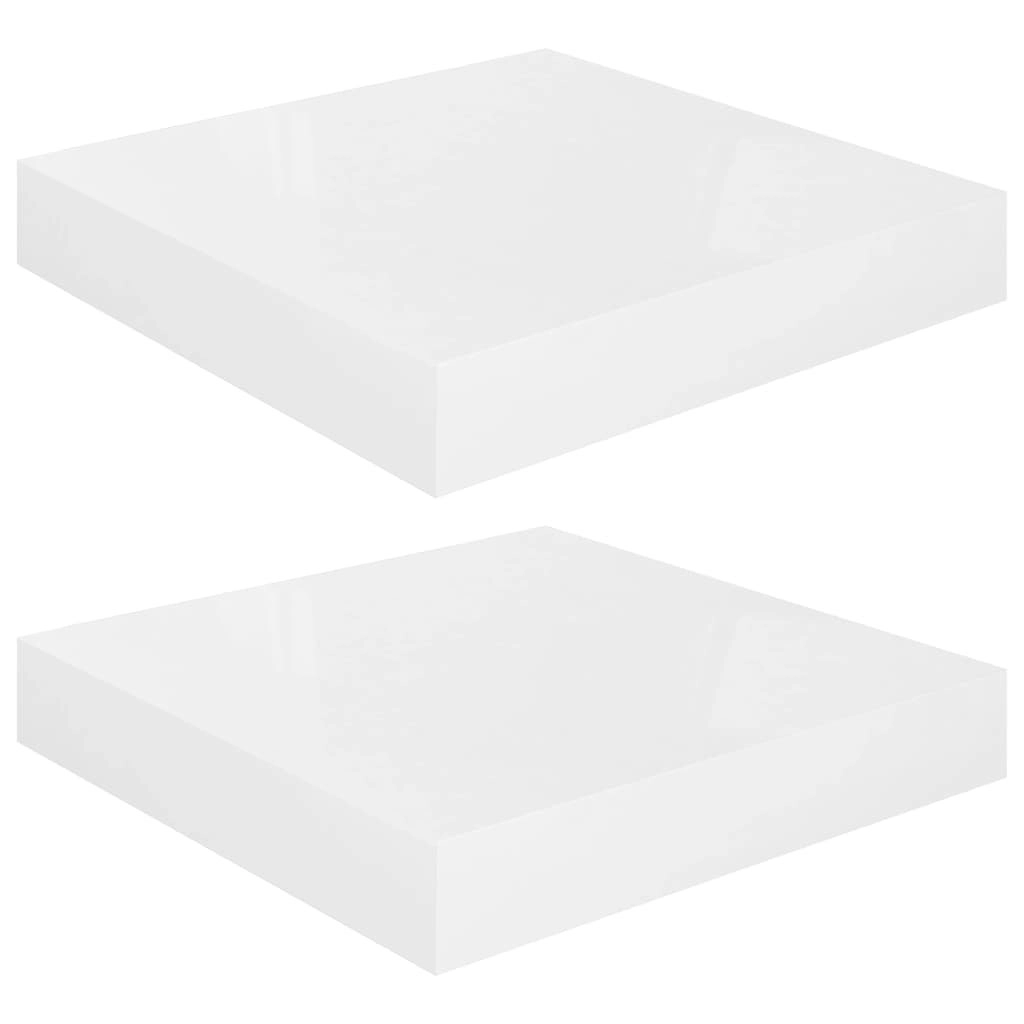 Floating Wall Shelves 2 pcs High Gloss White 23x23.5x3.8 cm MDF 323740