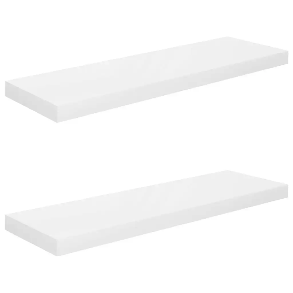 Floating Wall Shelves 2 pcs High Gloss White 80x23.5x3.8 cm MDF 323752