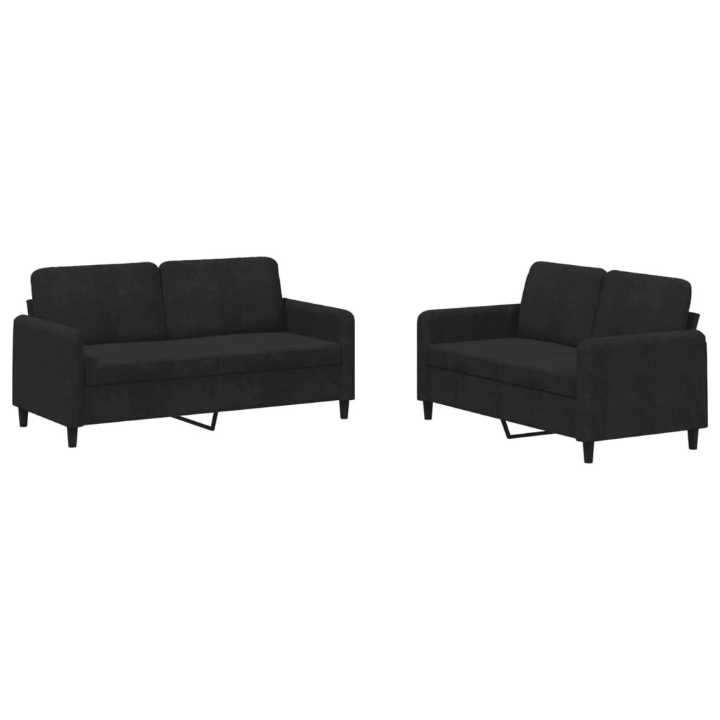 2 Piece Sofa Set Black Velvet 3201979