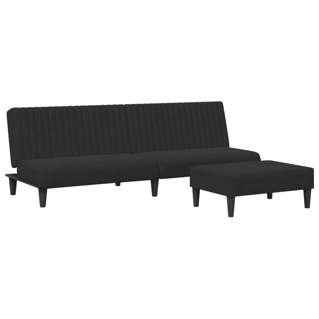 2 Piece Sofa Set Black Velvet 3216277