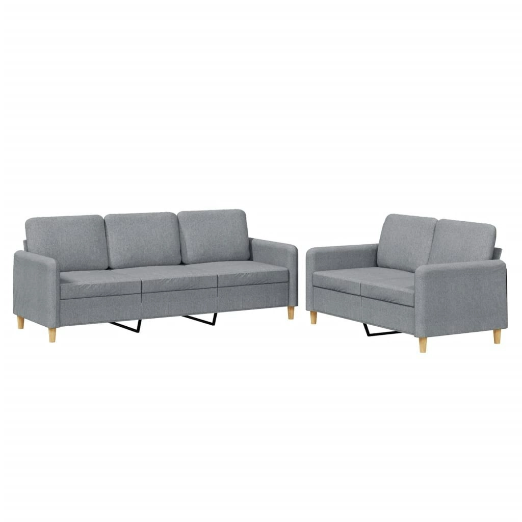 2 Piece Sofa Set with Cushions Light Grey Fabric 3202118