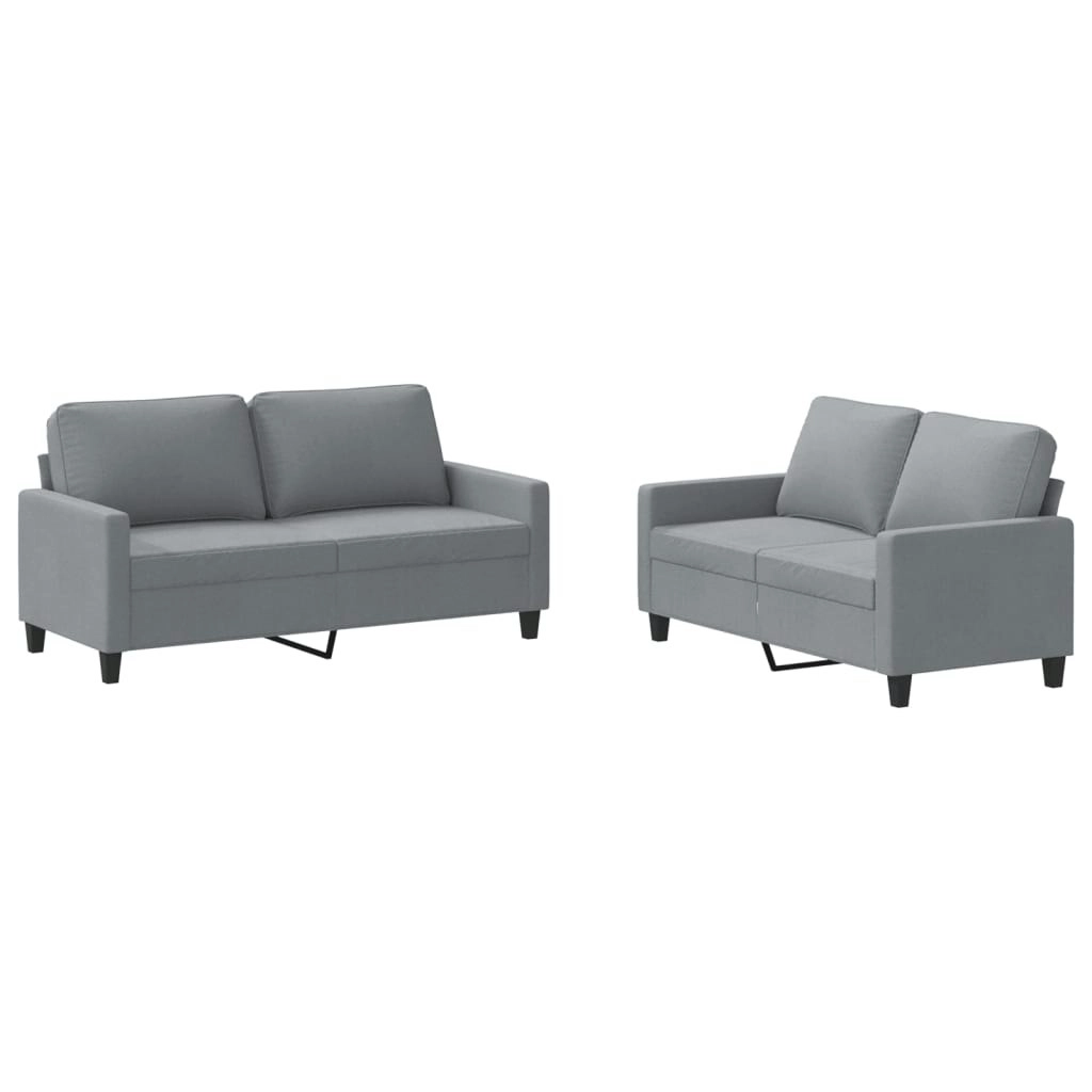 2 Piece Sofa Set with Cushions Light Grey Fabric 3201444