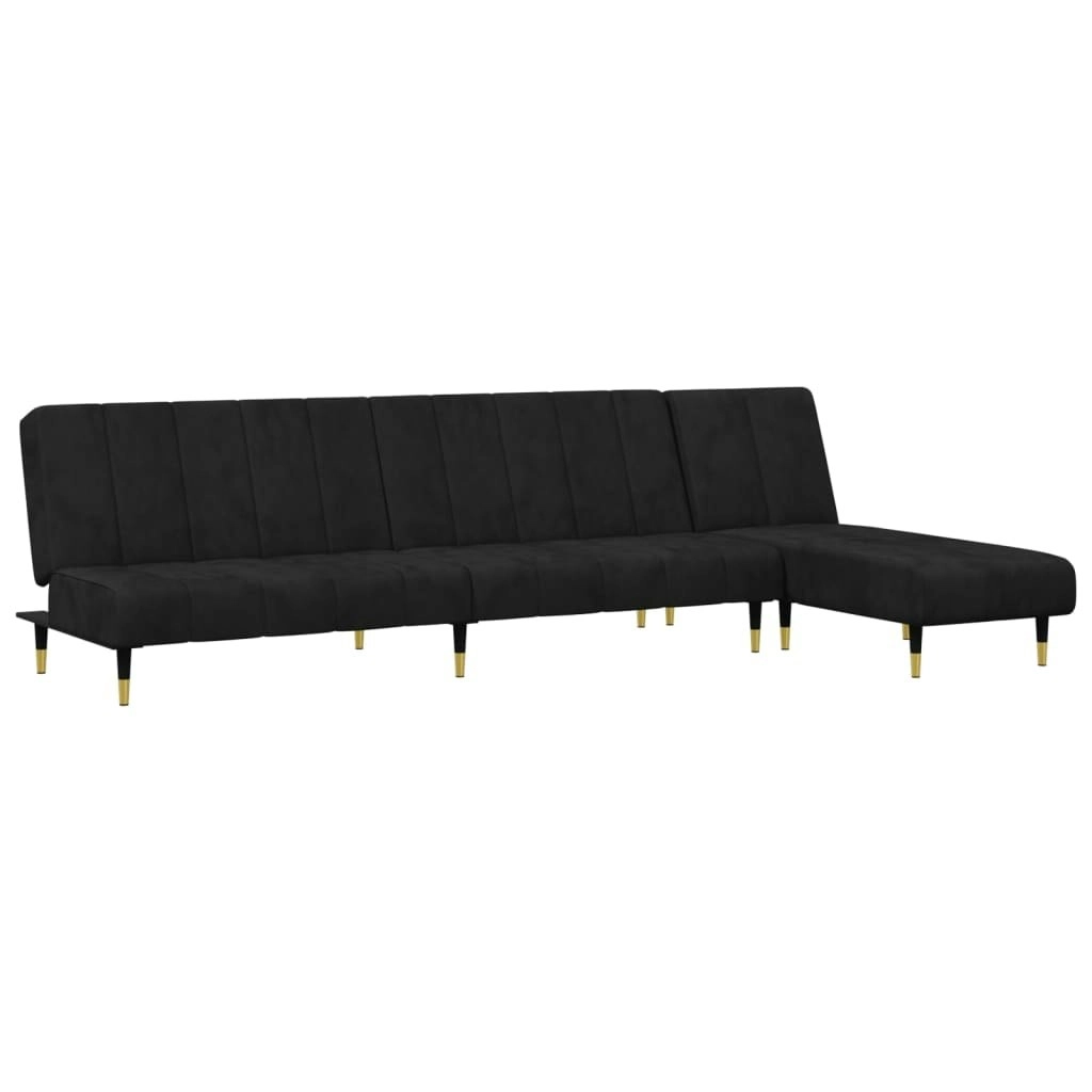 2 Piece Sofa Set Black Velvet 3216298