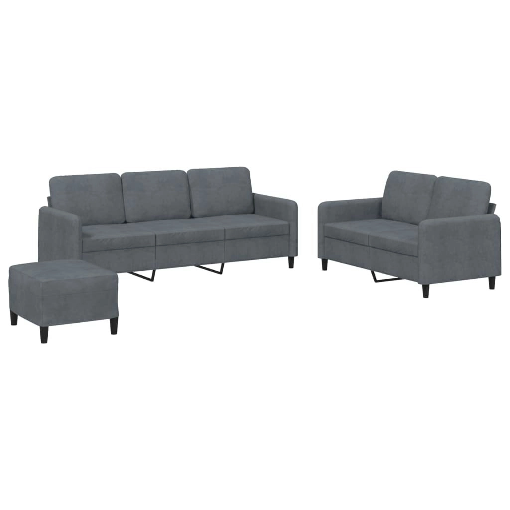 3 Piece Sofa Set Dark Grey Velvet 3202025