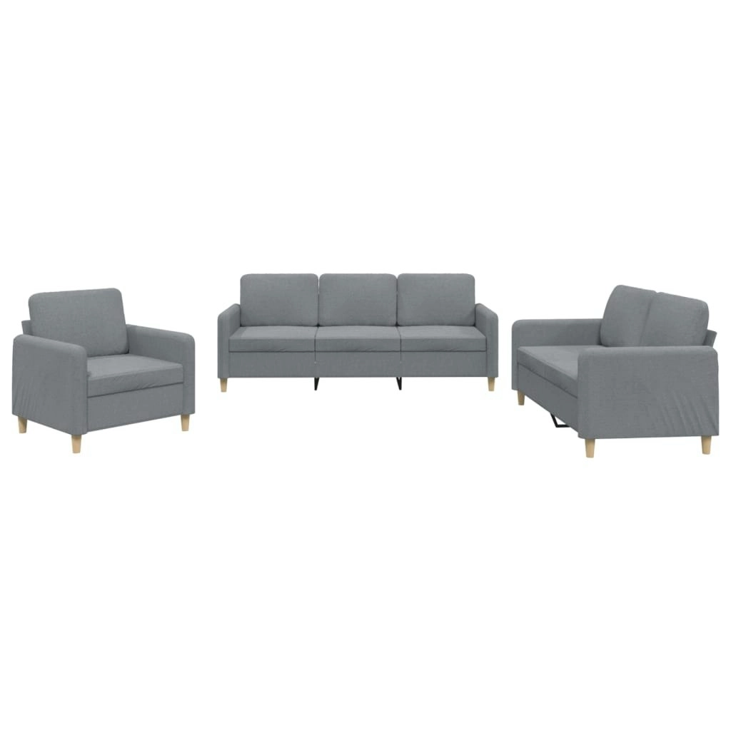 3 Piece Sofa Set with Cushions Light Grey Fabric 3202054