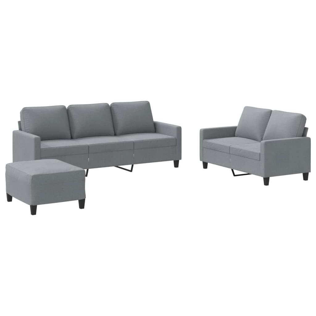 3 Piece Sofa Set with Cushions Light Grey Fabric 3201468