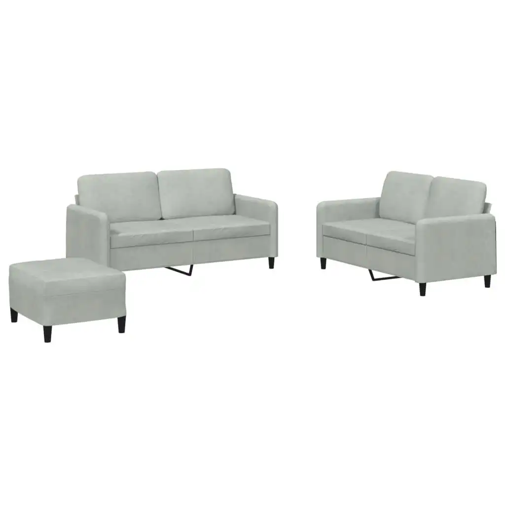 3 Piece Sofa Set Light Grey Velvet 3201984