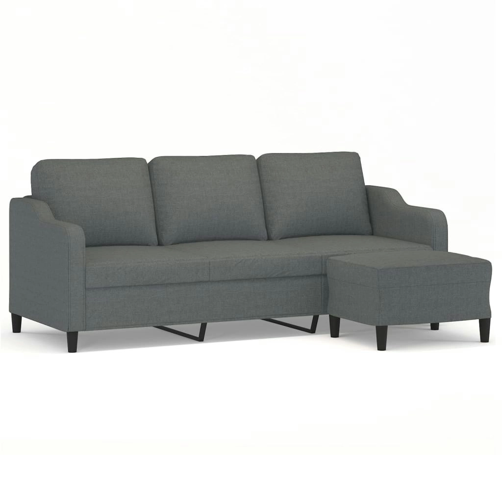 3-Seater Sofa with Footstool Dark Grey 180 cm Fabric 3201136