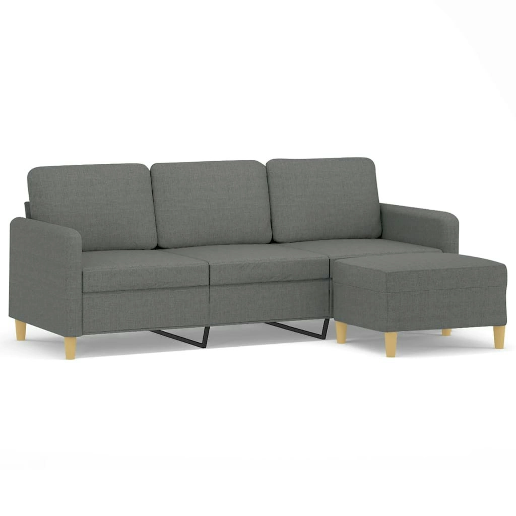 3-Seater Sofa with Footstool Dark Grey 180 cm Fabric 3201193