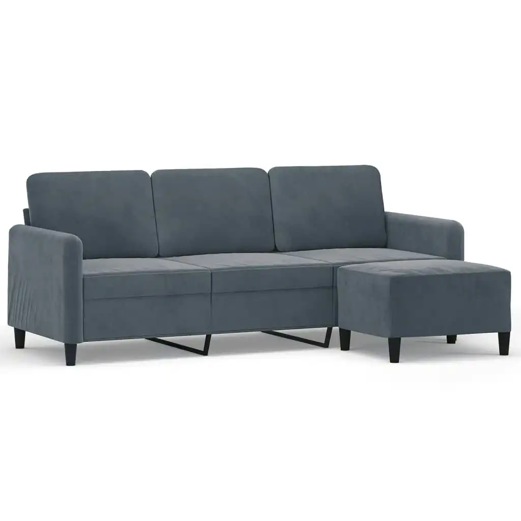 3-Seater Sofa with Footstool Dark Grey 180 cm Velvet 3201175