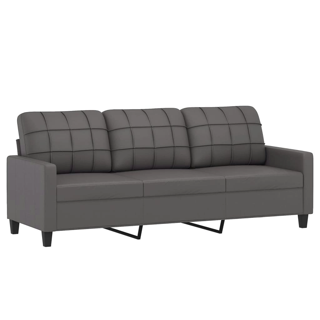 3-Seater Sofa Grey 180 cm Faux Leather 359124