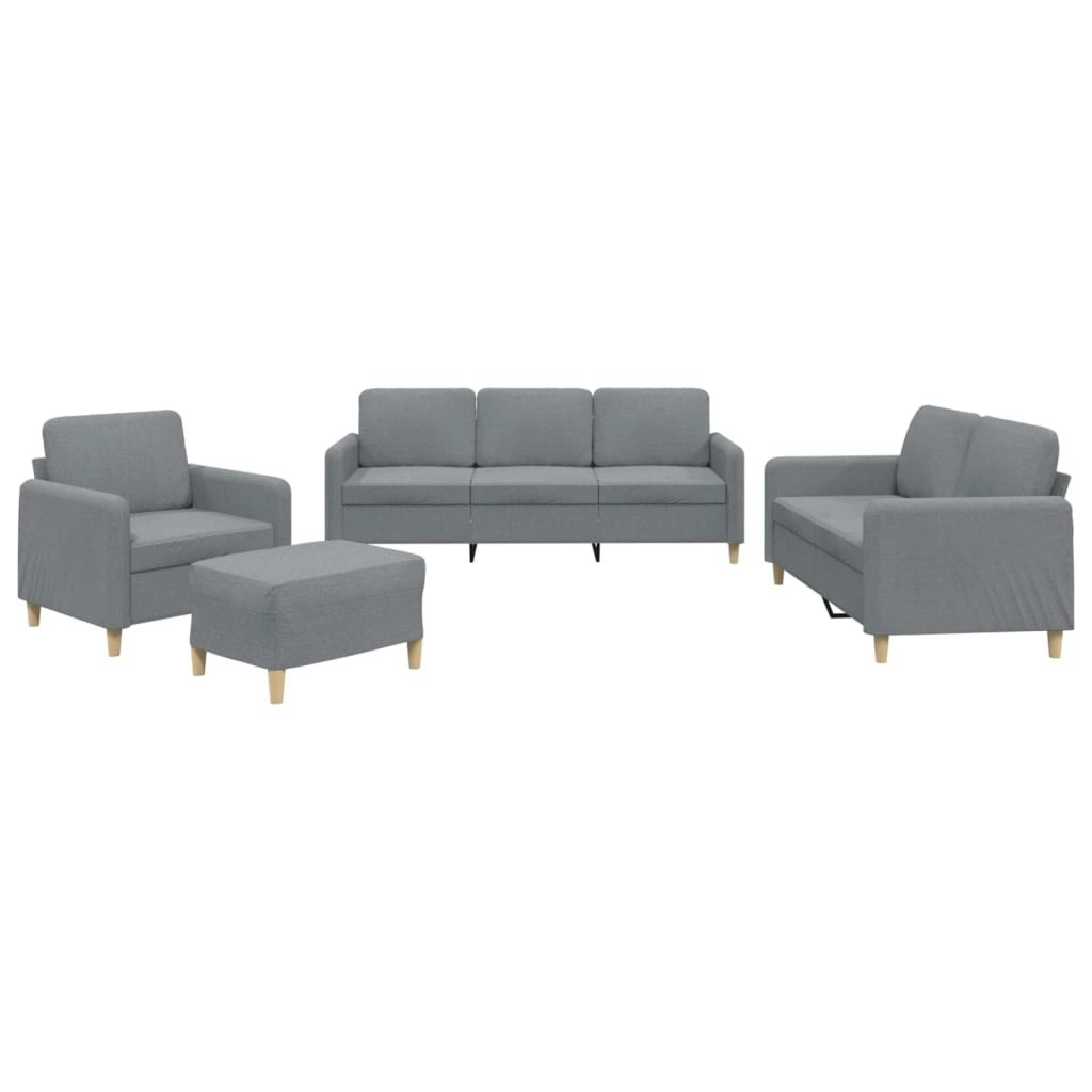 4 Piece Sofa Set with Cushions Light Grey Fabric 3202062