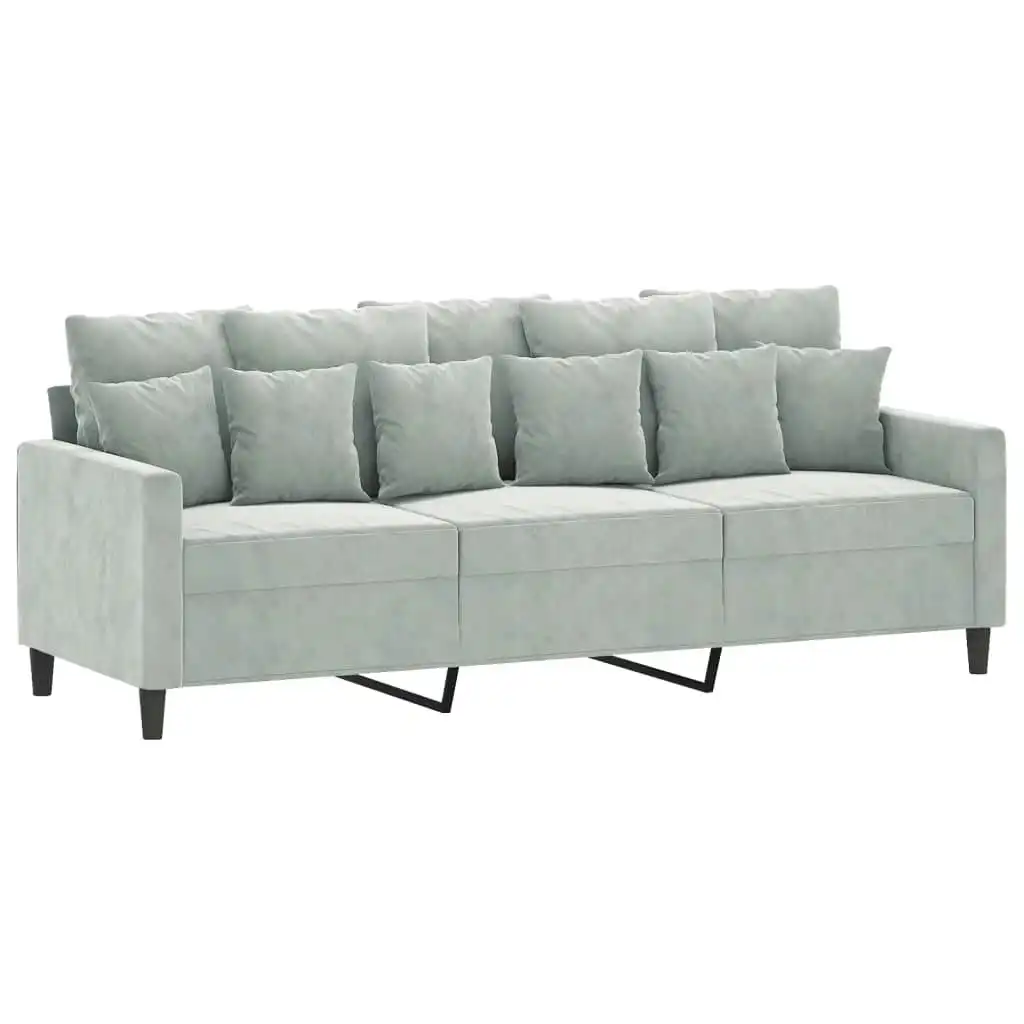 3-Seater Sofa Light Grey 180 cm Velvet 359313