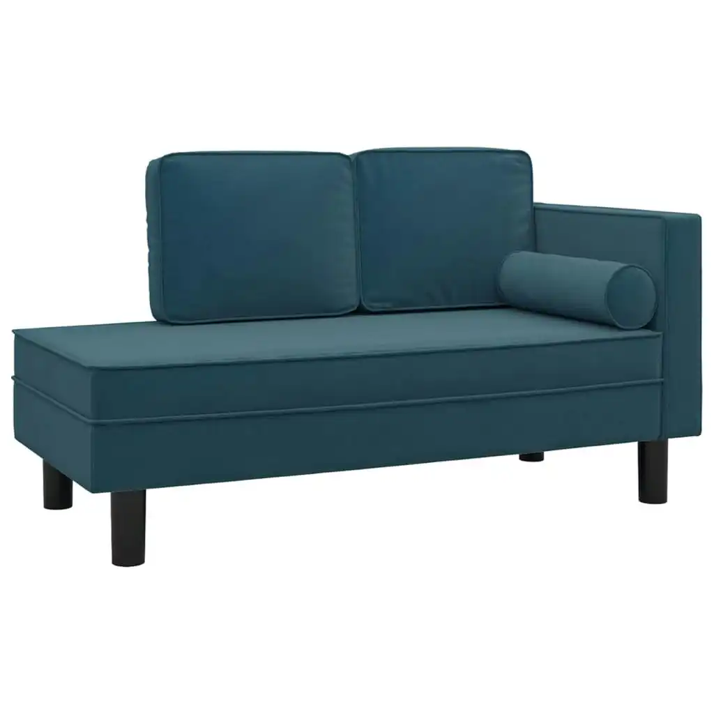 Chaise Lounge with Cushions and Bolster Blue Velvet 340702