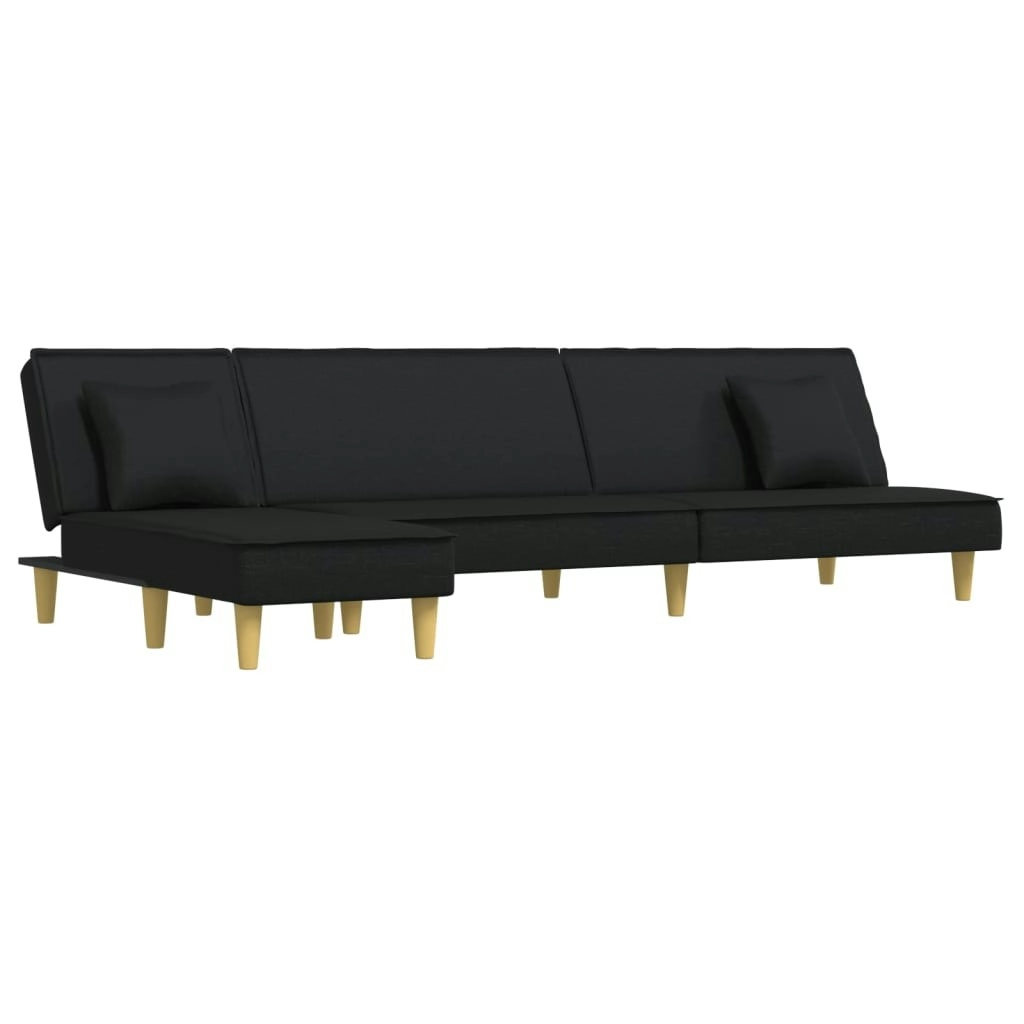 L-shaped Sofa Bed Black 255x140x70 cm Fabric 3157249