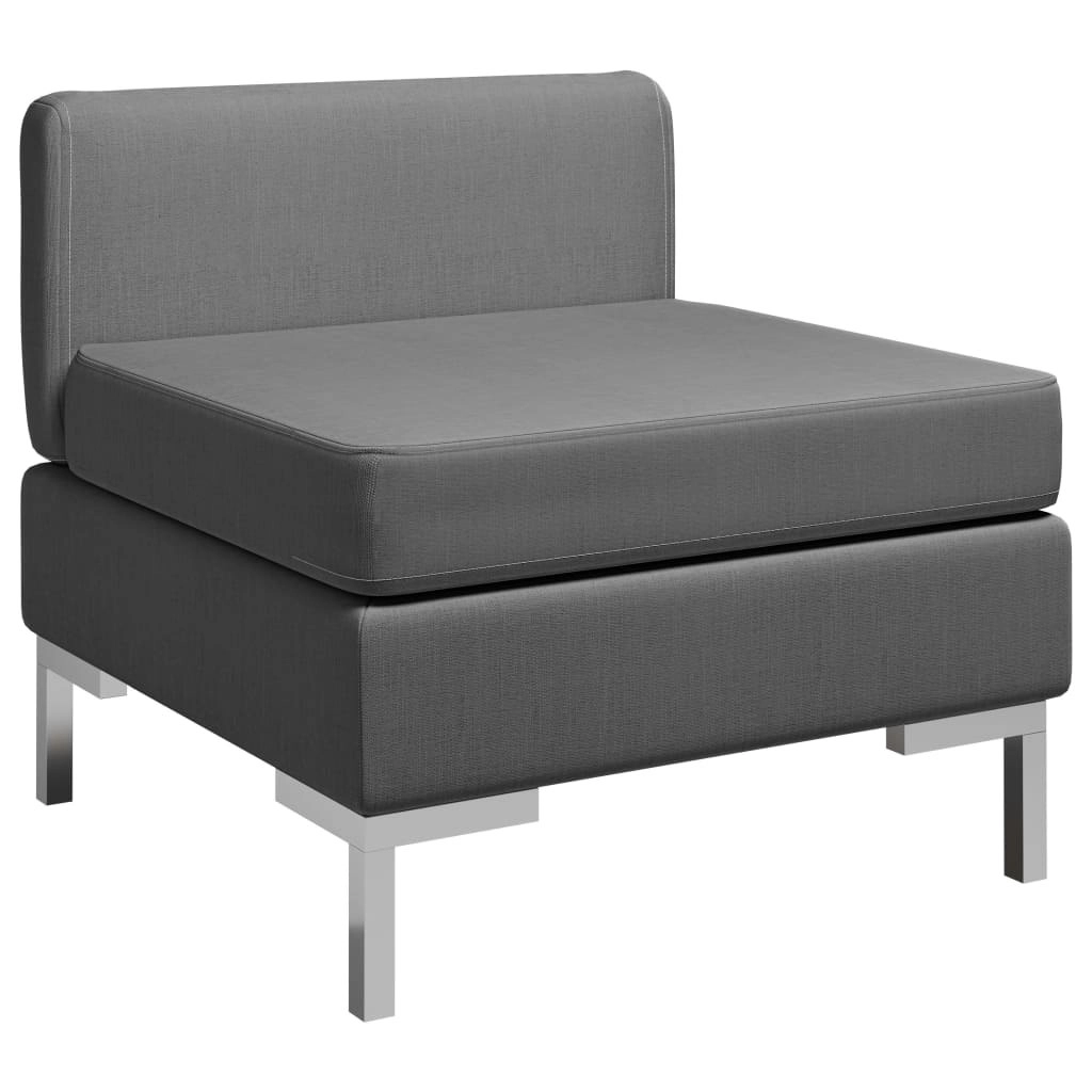 Sectional Middle Sofa with Cushion Fabric Dark Grey 287001