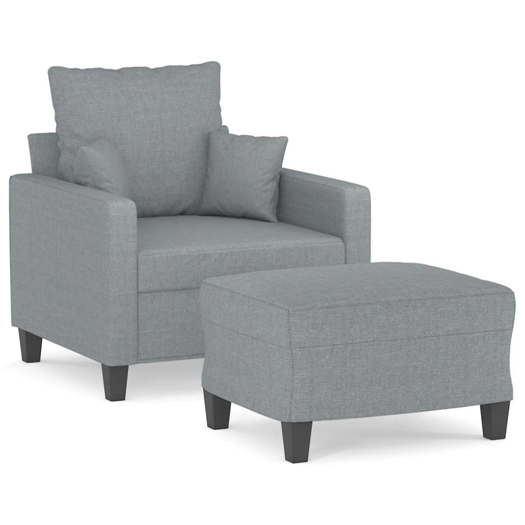 Sofa Chair with Footstool Light Grey 60 cm Fabric 3201081