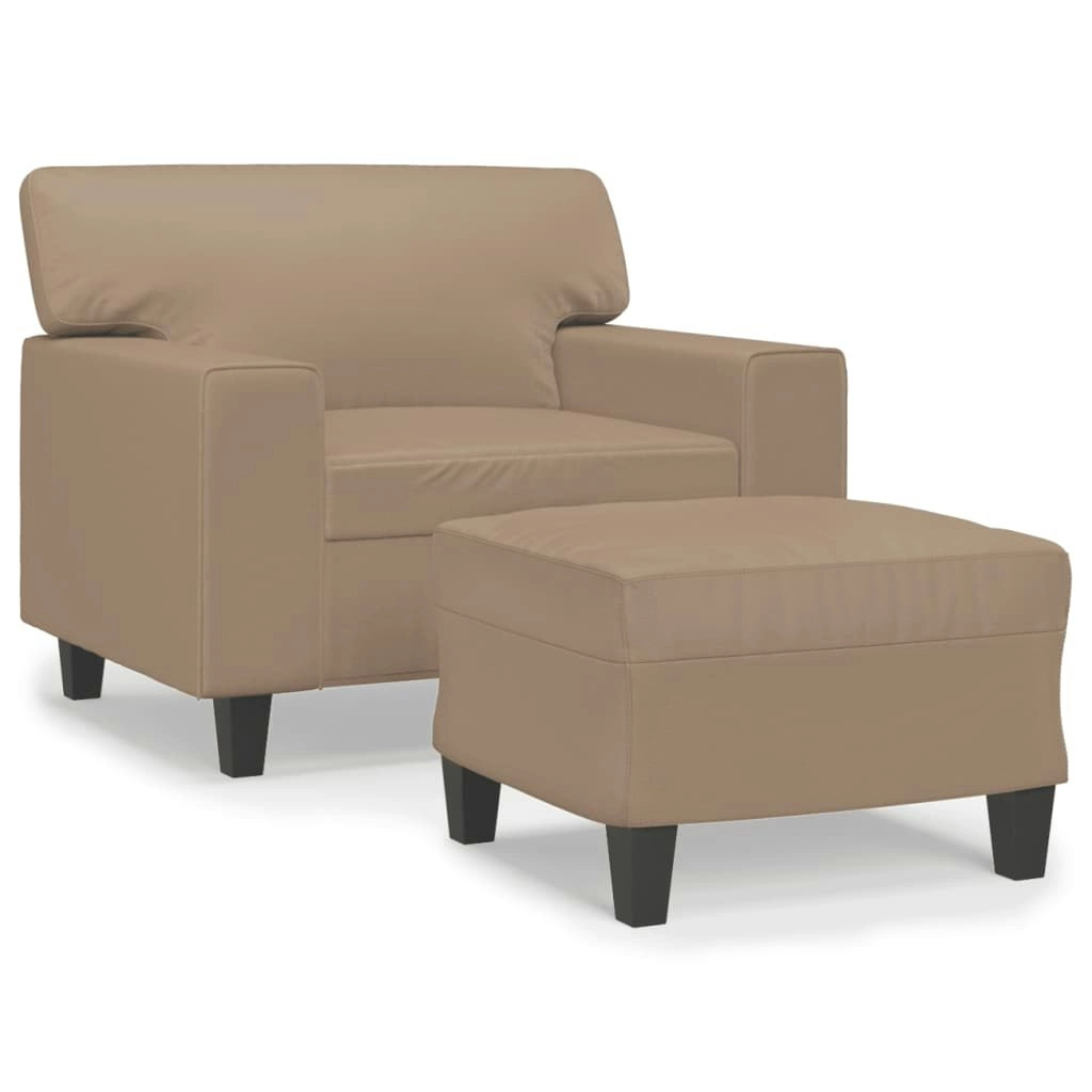 Sofa Chair with Footstool Cappuccino 60 cm Faux Leather 3201163