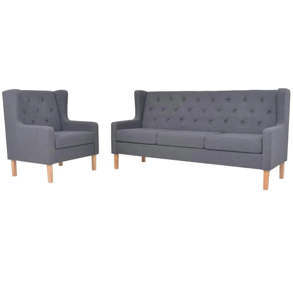 Sofa Set 2 Pieces Fabric Grey 274933