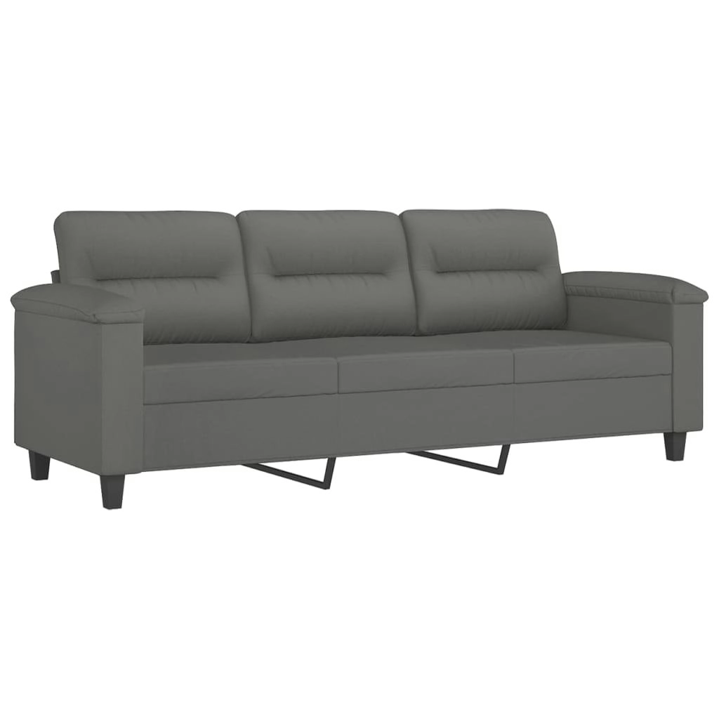 3-Seater Sofa Dark Grey 180 cm Microfibre Fabric 359569