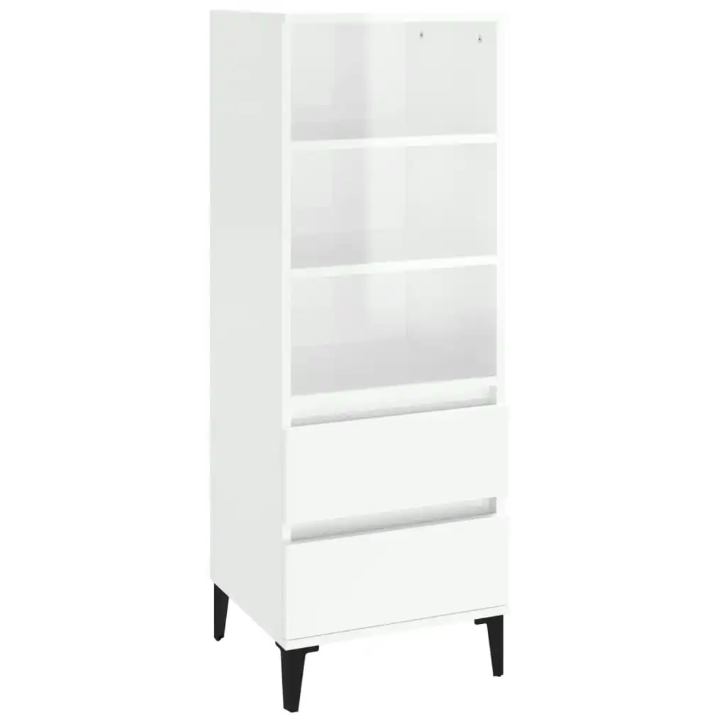 Highboard High Gloss White 40x36x110 cm Engineered Wood 821246