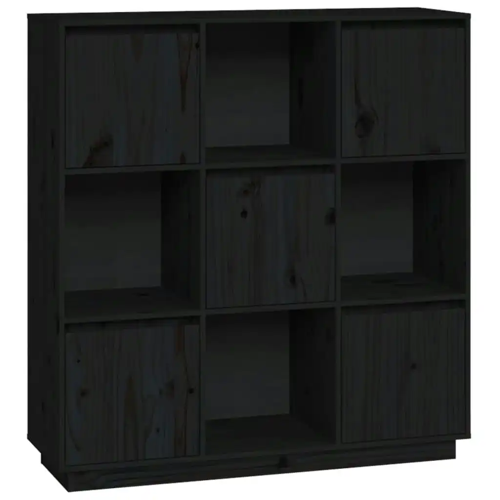 Highboard Black 110.5x35x117 cm Solid Wood Pine 814373